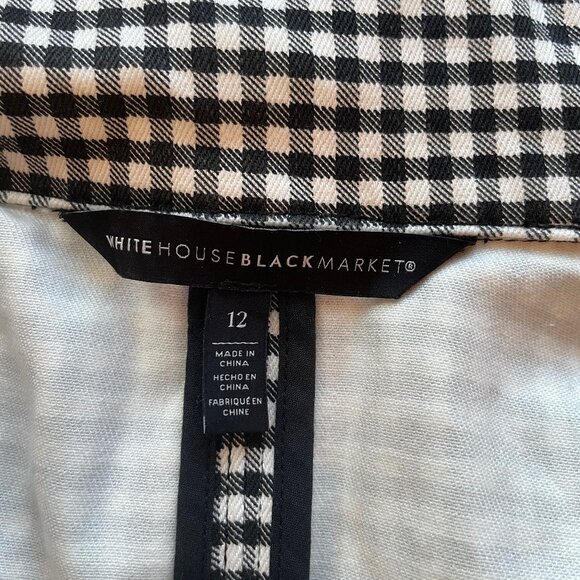 White House Black Market black & white check military/moto style jacket size 12 - Picture 4 of 5